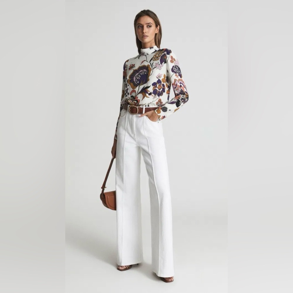 Reiss Multicolor Floral Pattern Annie Retro Print Blouse